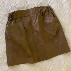 Brown Faux Leather Skirt